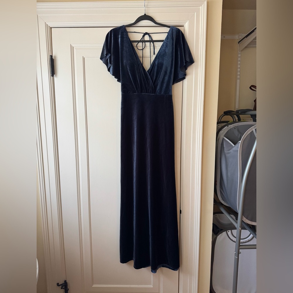 Jenny Yoo Navy Velvet Dress